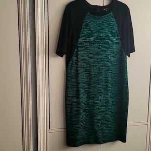 Mistook knit green and black dress.